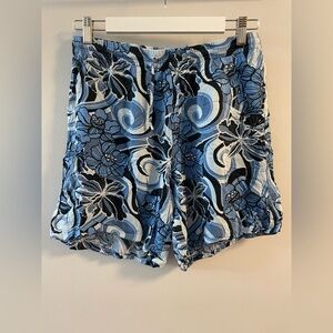 The Kooples Paris Floral White, Blue & Black Shorts Mens Size EU Large Swimwear